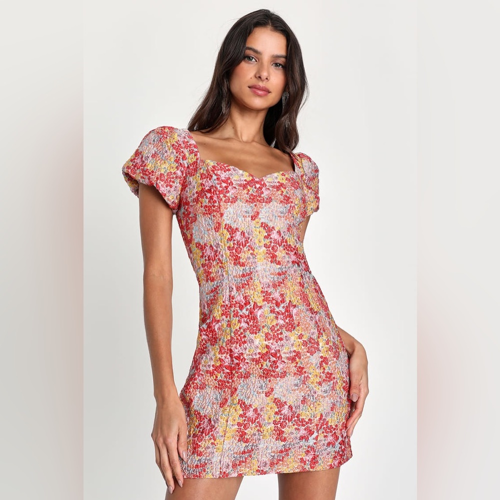 Lulus puff sleeve mini dress (never worn)